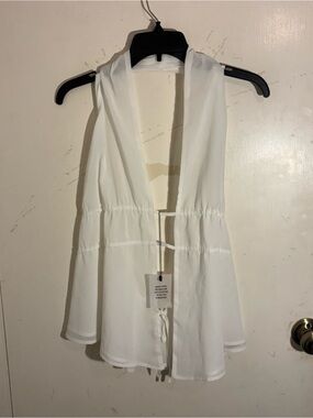 NWT Superdown White Halter Top with Cutouts and Ties